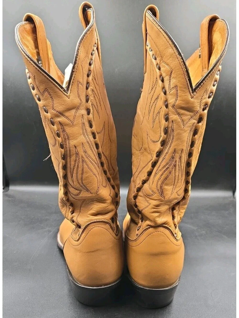 Dan Post Albany Bucklace Whipstitch Cowboy Boots Tan Leather Sz 11 1/2 D Rodeo